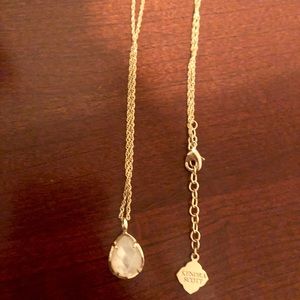 White Opal and Gold Kendra Scott Teardrop necklace